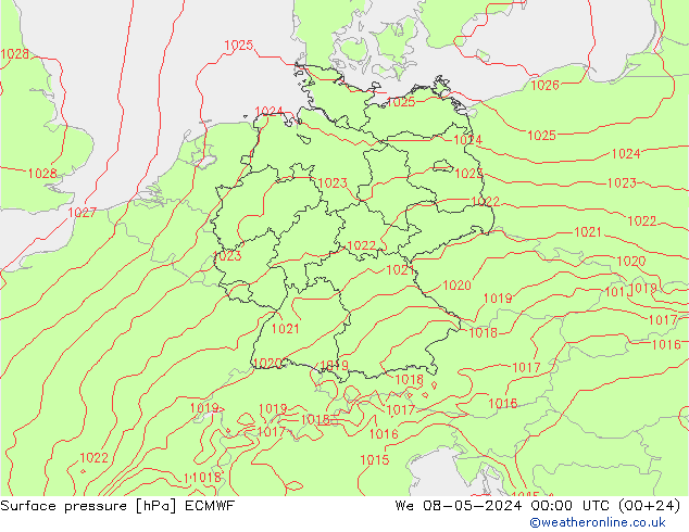 Atmosférický tlak ECMWF St 08.05.2024 00 UTC