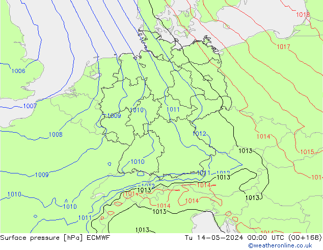 Yer basıncı ECMWF Sa 14.05.2024 00 UTC