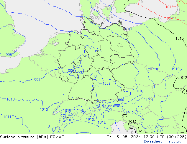 ciśnienie ECMWF czw. 16.05.2024 12 UTC