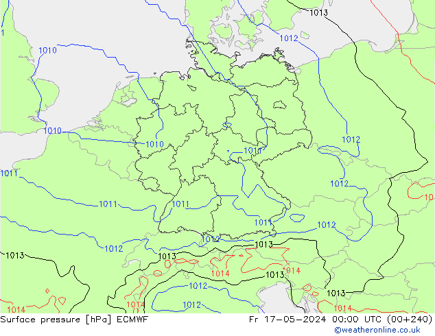 Bodendruck ECMWF Fr 17.05.2024 00 UTC