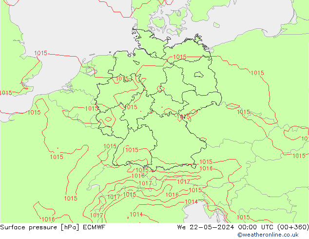 Bodendruck ECMWF Mi 22.05.2024 00 UTC