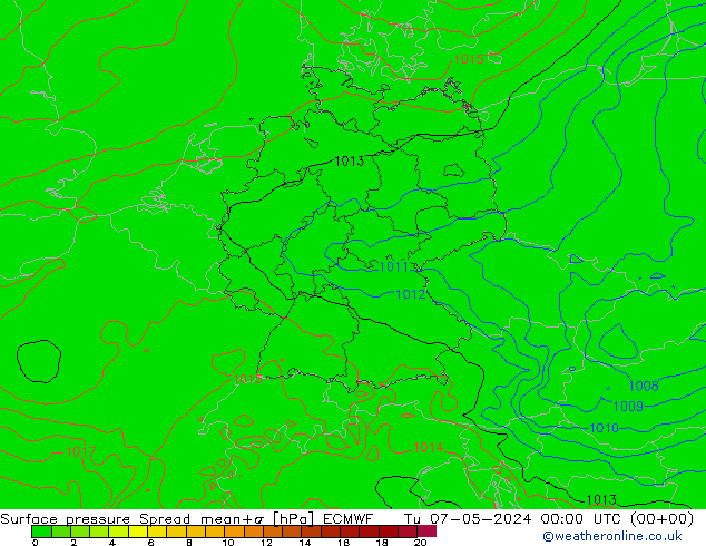 pressão do solo Spread ECMWF Ter 07.05.2024 00 UTC