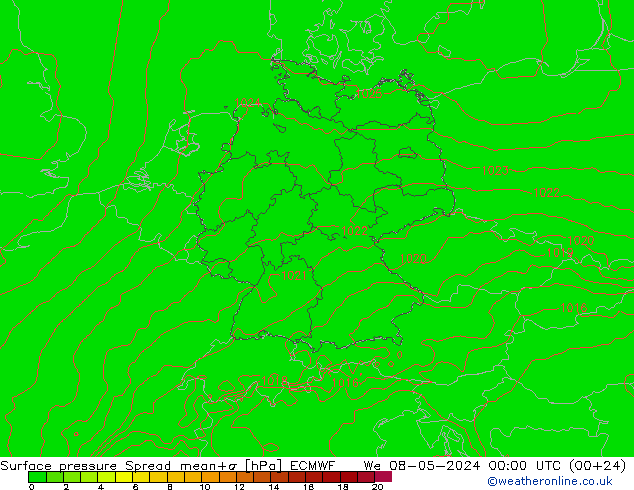 Bodendruck Spread ECMWF Mi 08.05.2024 00 UTC