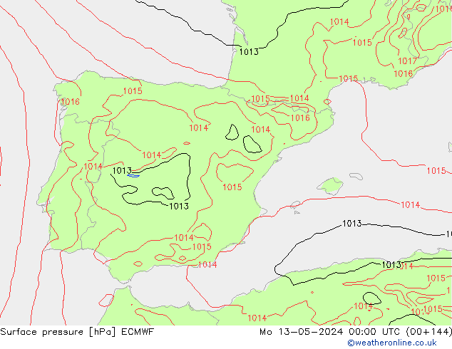 Surface pressure ECMWF Mo 13.05.2024 00 UTC