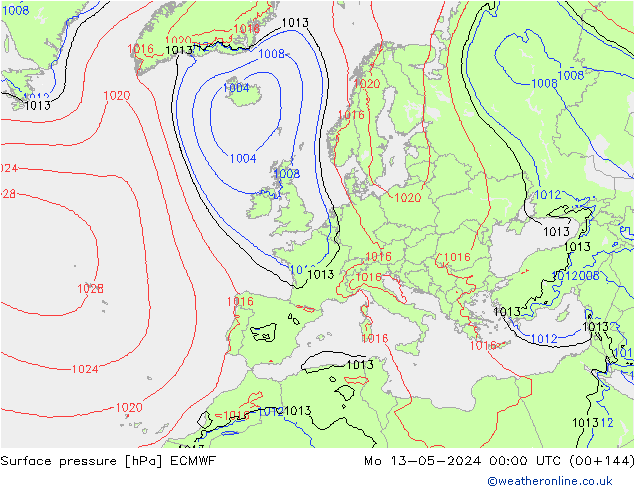 Surface pressure ECMWF Mo 13.05.2024 00 UTC