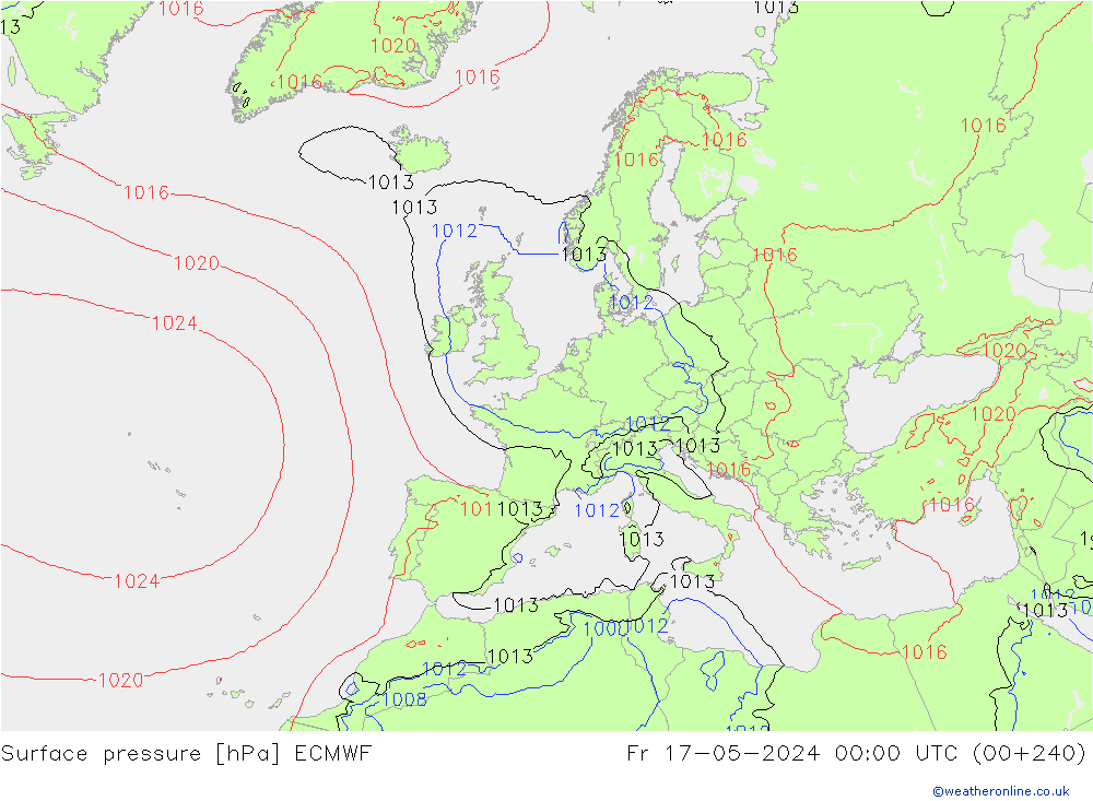 Surface pressure ECMWF Fr 17.05.2024 00 UTC