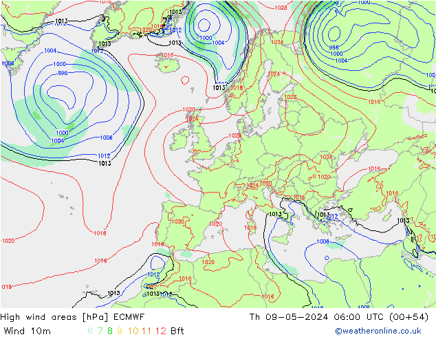 Windvelden ECMWF do 09.05.2024 06 UTC