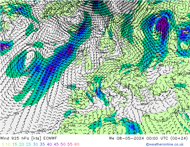 Wind 925 hPa ECMWF wo 08.05.2024 00 UTC