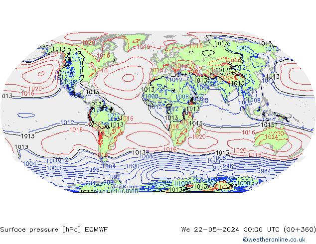 Bodendruck ECMWF Mi 22.05.2024 00 UTC