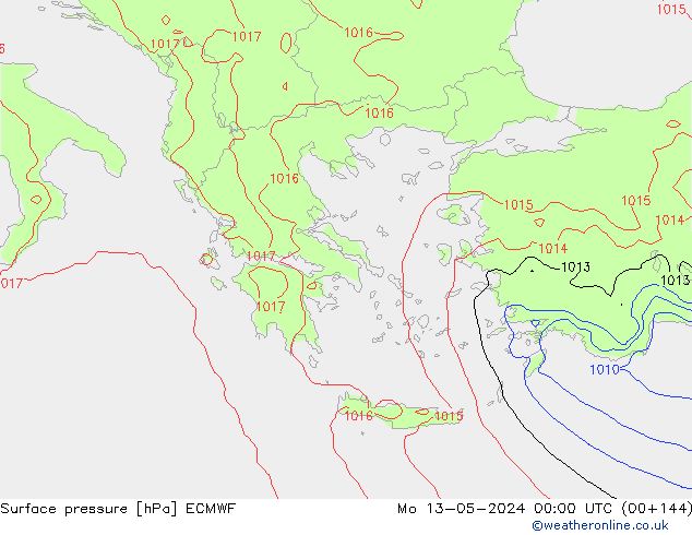 Bodendruck ECMWF Mo 13.05.2024 00 UTC