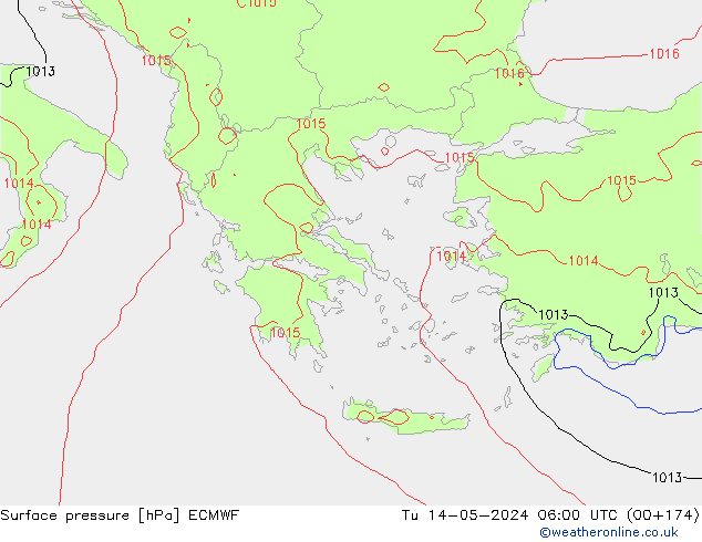 Surface pressure ECMWF Tu 14.05.2024 06 UTC