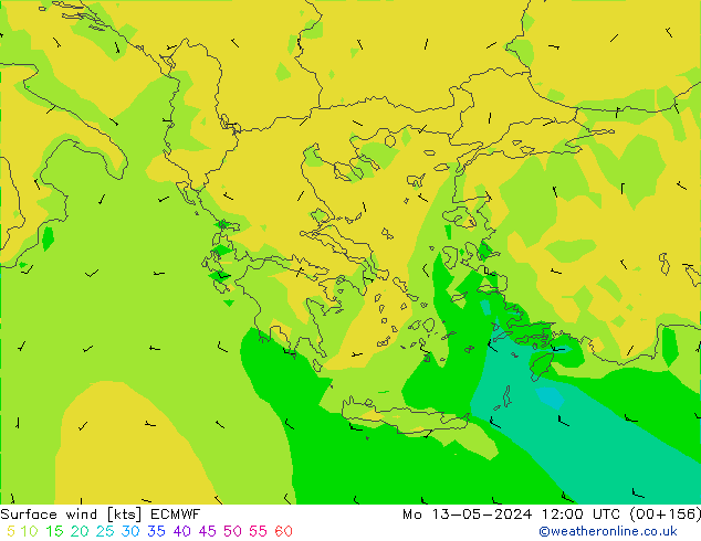 Surface wind ECMWF Mo 13.05.2024 12 UTC