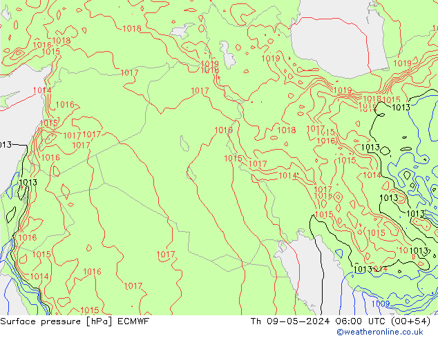 Luchtdruk (Grond) ECMWF do 09.05.2024 06 UTC