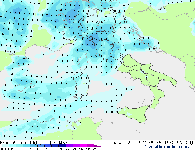 opad (6h) ECMWF wto. 07.05.2024 06 UTC