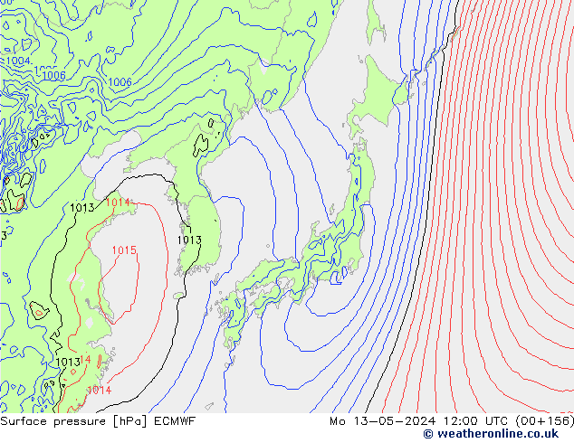 Surface pressure ECMWF Mo 13.05.2024 12 UTC