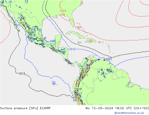 Surface pressure ECMWF Mo 13.05.2024 18 UTC