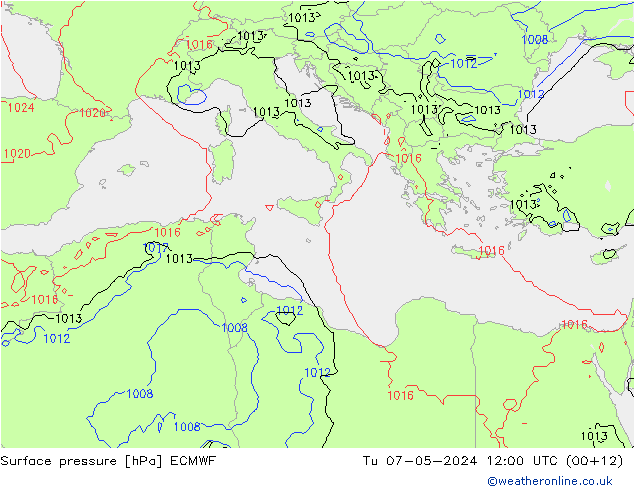 Presión superficial ECMWF mar 07.05.2024 12 UTC