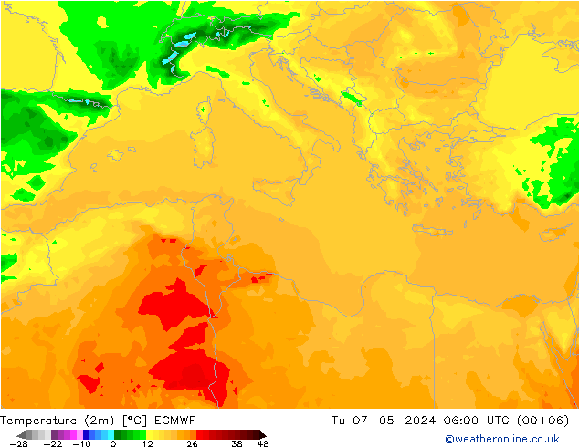 Temperatura (2m) ECMWF mar 07.05.2024 06 UTC