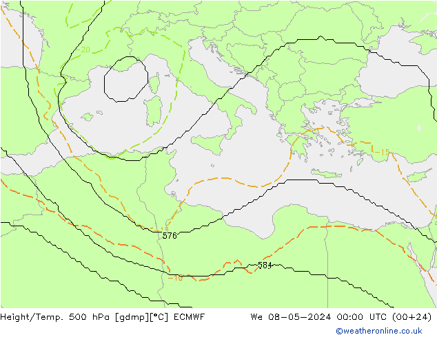 Height/Temp. 500 гПа ECMWF ср 08.05.2024 00 UTC