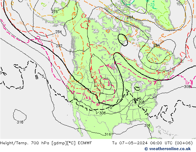 Height/Temp. 700 hPa ECMWF Tu 07.05.2024 06 UTC