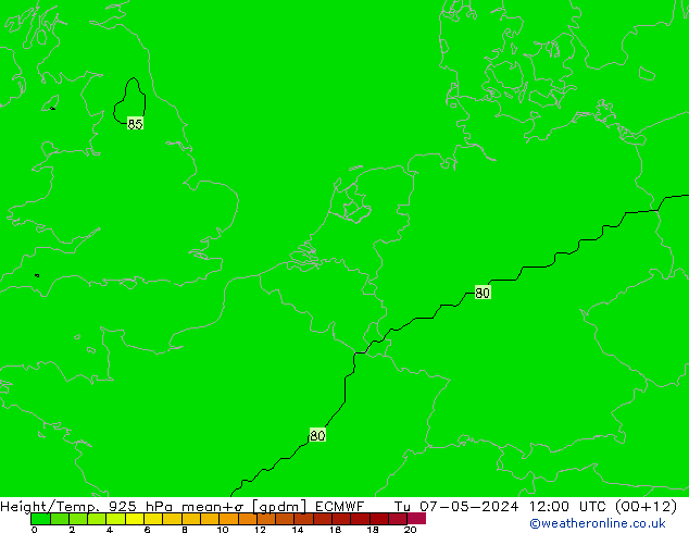 Height/Temp. 925 hPa ECMWF Di 07.05.2024 12 UTC