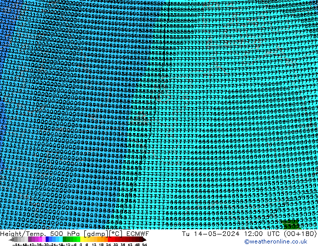 Height/Temp. 500 hPa ECMWF Di 14.05.2024 12 UTC