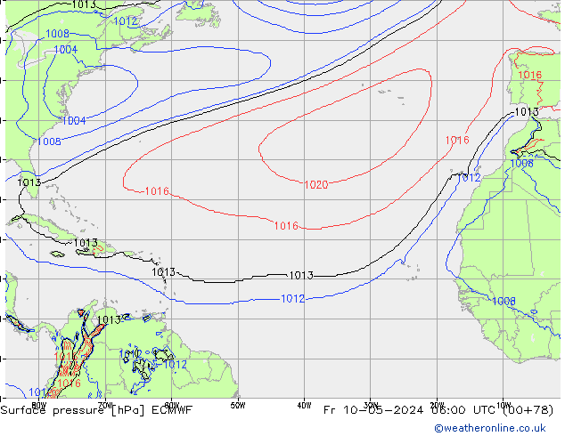 приземное давление ECMWF пт 10.05.2024 06 UTC