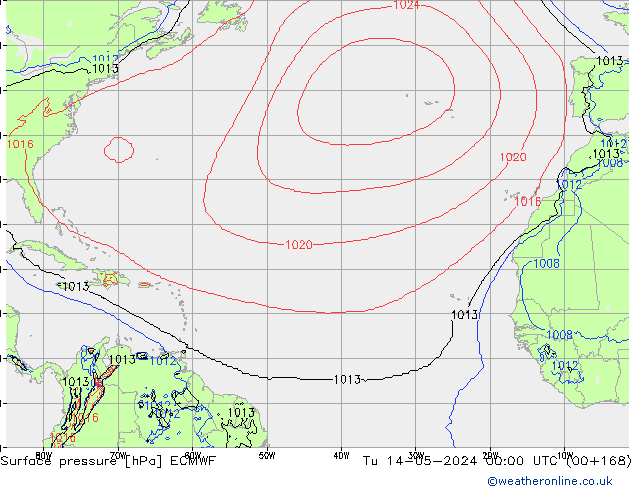 Surface pressure ECMWF Tu 14.05.2024 00 UTC