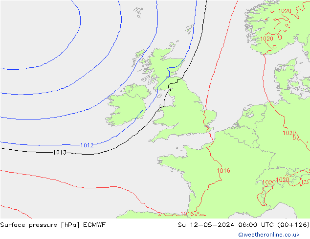 Presión superficial ECMWF dom 12.05.2024 06 UTC