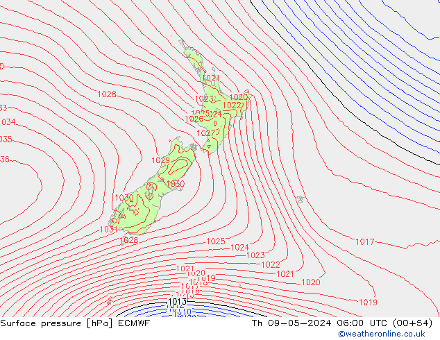 Surface pressure ECMWF Th 09.05.2024 06 UTC