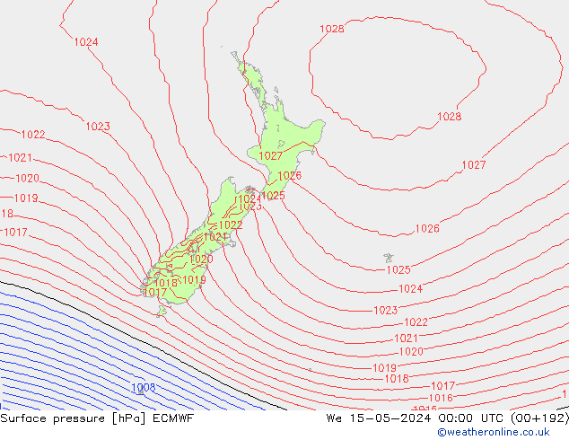 pression de l'air ECMWF mer 15.05.2024 00 UTC