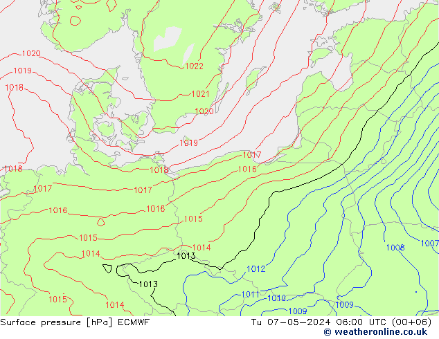 приземное давление ECMWF вт 07.05.2024 06 UTC