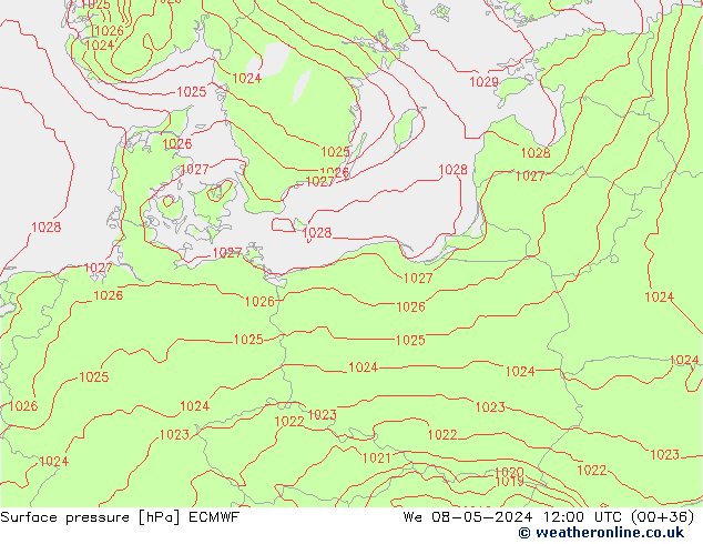 pression de l'air ECMWF mer 08.05.2024 12 UTC