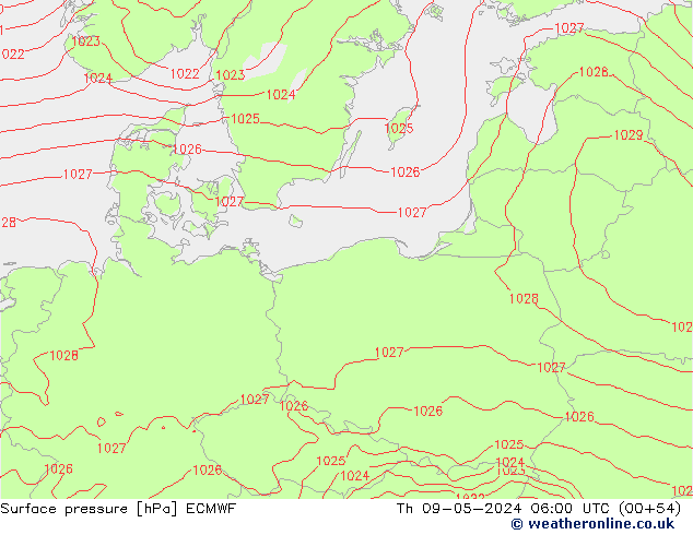 ciśnienie ECMWF czw. 09.05.2024 06 UTC