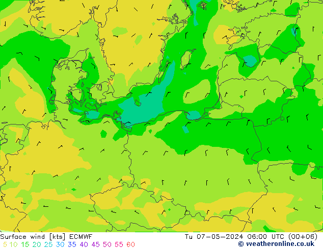 Vento 10 m ECMWF Ter 07.05.2024 06 UTC