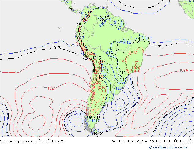 Atmosférický tlak ECMWF St 08.05.2024 12 UTC