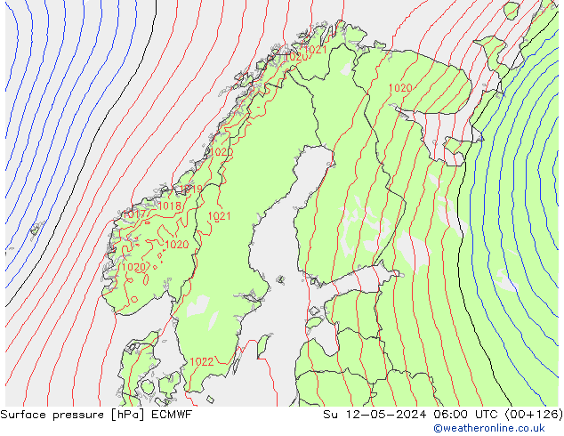 Luchtdruk (Grond) ECMWF zo 12.05.2024 06 UTC