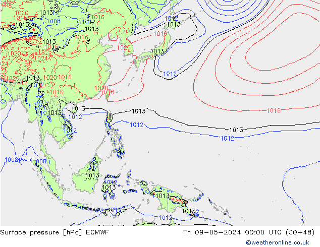 Surface pressure ECMWF Th 09.05.2024 00 UTC