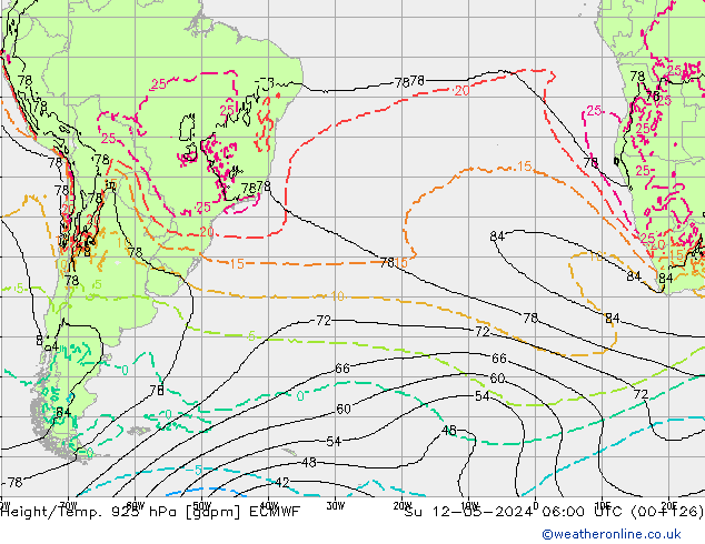 Height/Temp. 925 гПа ECMWF Вс 12.05.2024 06 UTC