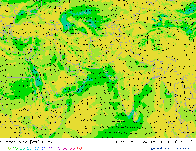 Vent 10 m ECMWF mar 07.05.2024 18 UTC