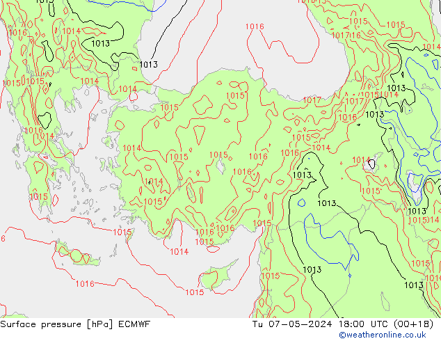 Surface pressure ECMWF Tu 07.05.2024 18 UTC