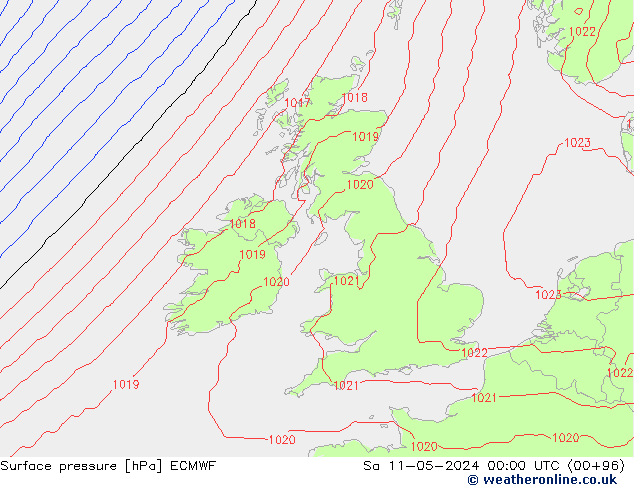 pressão do solo ECMWF Sáb 11.05.2024 00 UTC