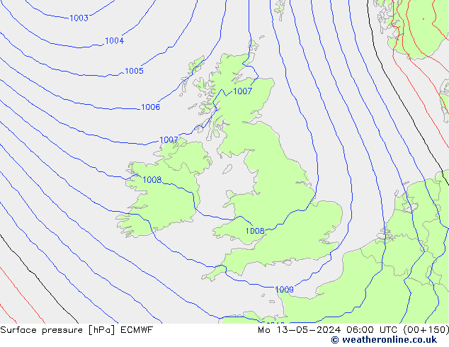 Yer basıncı ECMWF Pzt 13.05.2024 06 UTC