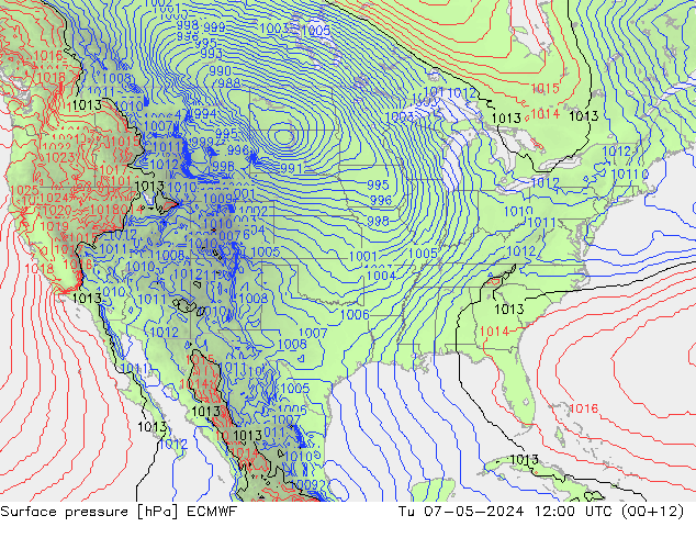 Atmosférický tlak ECMWF Út 07.05.2024 12 UTC