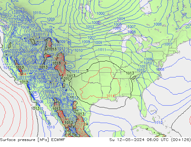 Presión superficial ECMWF dom 12.05.2024 06 UTC