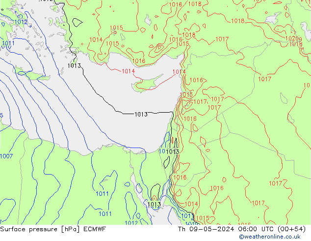 pressão do solo ECMWF Qui 09.05.2024 06 UTC