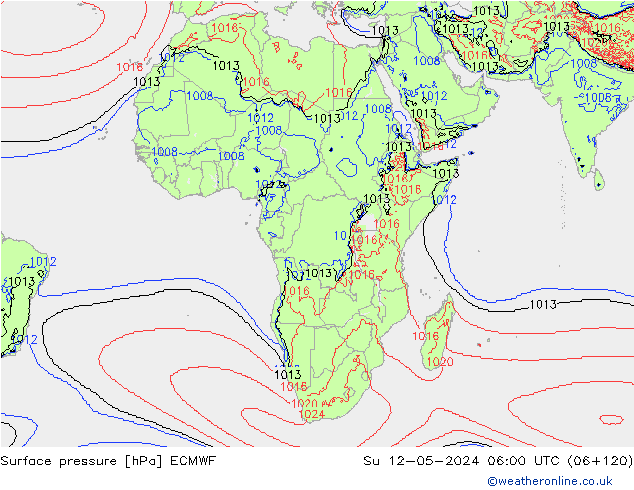 Surface pressure ECMWF Su 12.05.2024 06 UTC