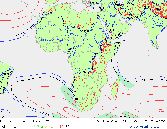 High wind areas ECMWF dim 12.05.2024 06 UTC