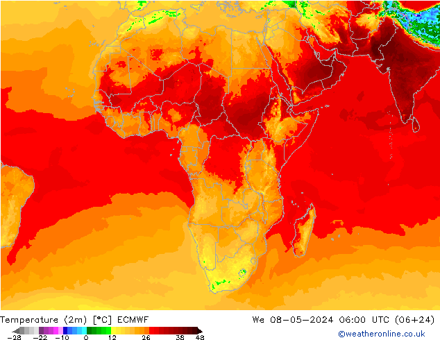 Sıcaklık Haritası (2m) ECMWF Çar 08.05.2024 06 UTC