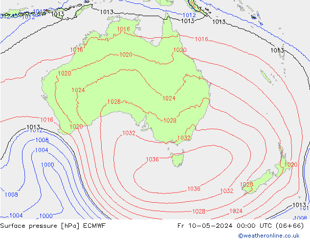 Surface pressure ECMWF Fr 10.05.2024 00 UTC